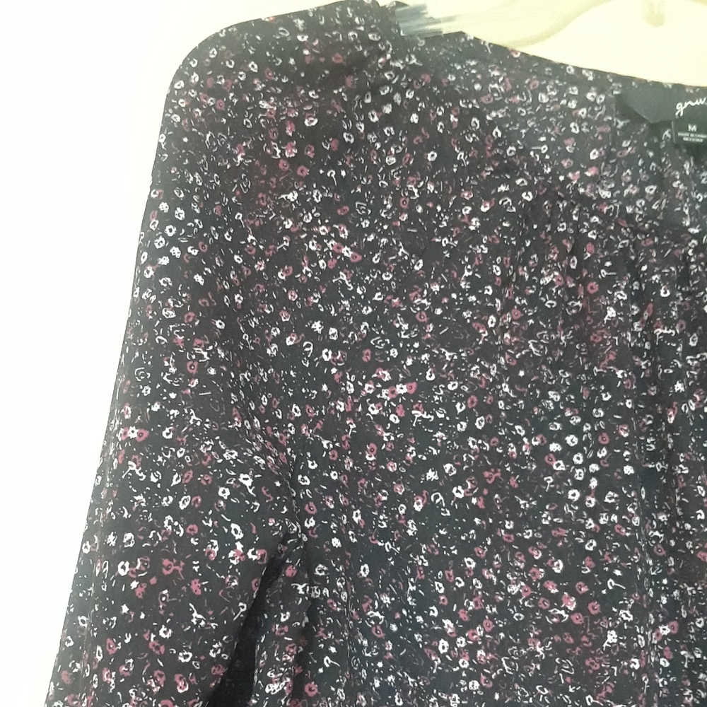 EUC Black and Pink Floral Blouse - Picture 2 of 6